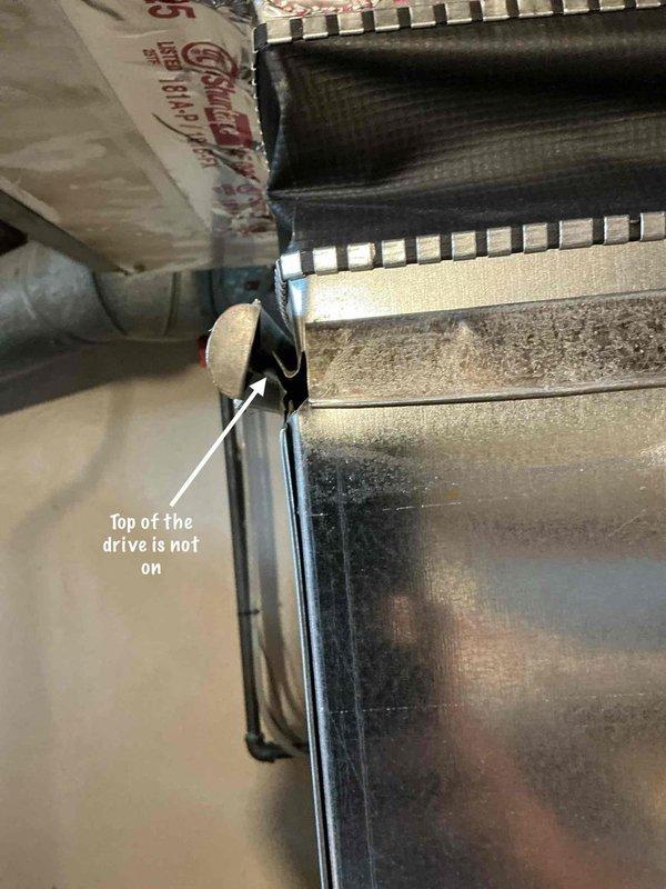 Diagnosed return duct noise caused by insufficient cross-breaking during initial installation, allowing metal flexing under static pressure changes. Documented the issue with photos and recorded replacement duct measurements at 24-3/16" W × 10" D × 43" H. System confirmed operating properly; return duct replacement scheduled under warranty to eliminate noise concern with proper reinforcement.