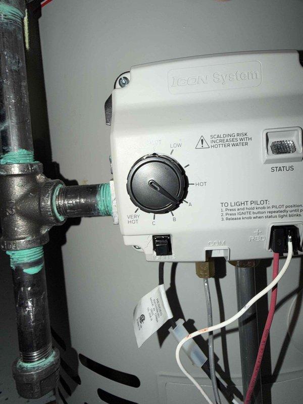 Responded to service call to perform gas pressure testing on Bradford White water heater experiencing ongoing operational issues. Utilized Fieldpiece dual port manometer to measure and verify gas supply pressure at the unit, obtaining readings of 6.29 and 6.23 inches water column. Documented Jcon System control unit settings and current configuration, photographed test results and equipment for manufacturer warranty claim submission.