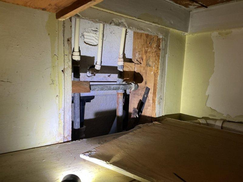 Responded to a broken pipe issue in the bathroom shower/tub area that had been ongoing for seven days. Accessed the affected plumbing through cabinet and wall openings to locate and assess the damaged pipe. Repaired the burst pipe, verified proper water flow and pressure, and confirmed no additional leaks throughout the system.