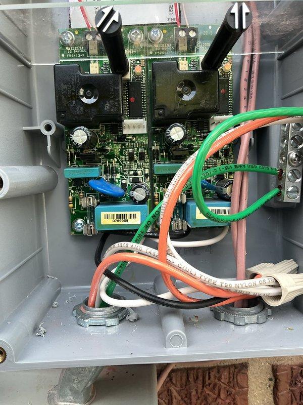 Responded to service call for standby generator experiencing low frequency shutdowns and air conditioning units not operating during power transfer events. Inspected generator control panel, transfer switch wiring, and load management system installed in March. Diagnosed issue related to undersized gas supply line causing inadequate fuel delivery under load, resulting in frequency drop below acceptable parameters and preventing proper operation of high-demand HVAC equipment during generator runtime.