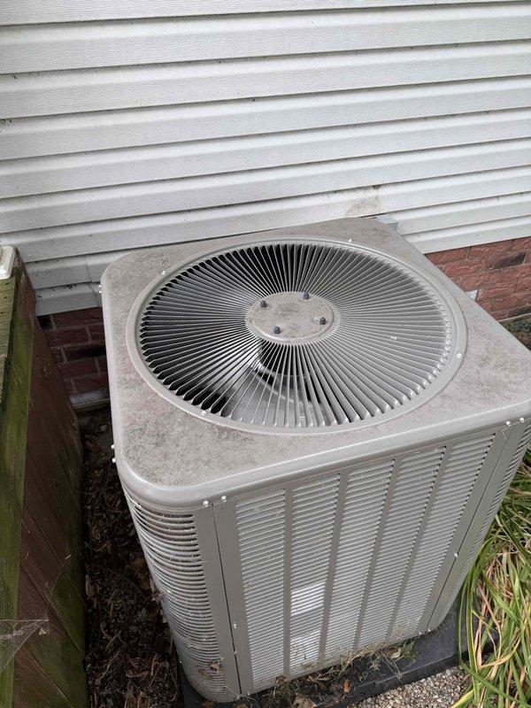Responded to no-cooling call on 1-year-old residential air conditioning system located at rear of property. Upon arrival, confirmed indoor blower fan was not operating. Inspected outdoor condensing unit and found exterior surfaces heavily soiled with dirt and grime accumulation affecting airflow efficiency. Accessed control board within unit and performed electrical diagnostics on all low-voltage connections and relay operations. Verified proper voltage at terminal strip and tested all thermostat wire connections including R, C, Y, G, and W terminals. Cleaned condenser coil surfaces and removed debris from unit exterior. System restored to proper operation with indoor blower fan running correctly. Discussed filter replacement needs with occupant and processed membership plan renewal request.