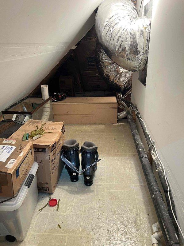Responded to service call for Unico air handler system serving second and third floors that was not operating. Upon arrival, accessed third-floor equipment location and inspected air handler unit manufactured in 2017 or earlier. Examined flexible ductwork installation in attic space, verifying proper securing and connections of supply ducts. Traced refrigerant lines and inspected copper piping connections throughout system, checking for proper insulation and potential leak points. Evaluated mechanical room components including ductwork routing and system infrastructure. Performed diagnostic assessment of air handler operation, electrical connections, and airflow distribution to affected zones.
