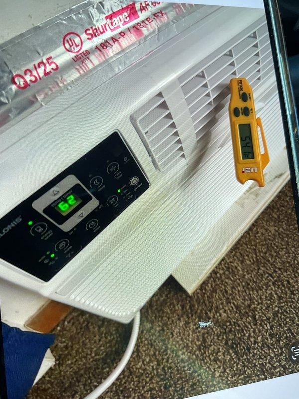 Responded to service call for portable air conditioning unit not cooling properly. Upon arrival, found unit operational but thermostat set incorrectly at 32 degrees, preventing proper cooling cycle. Adjusted temperature settings to 65 degrees and verified unit began cooling cycle correctly. Confirmed proper airflow through ventilation grilles and verified all control functions operating normally.