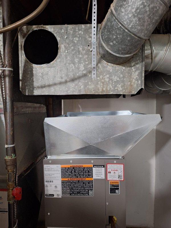 Completed installation of a 2.5-ton air conditioning system with matching evaporator coil in the left side yard. The condenser unit was relocated to a new concrete pad with electrical disconnect box and proper line set connections. Inside, the evaporator coil was installed above the air handler with new refrigerant lines and condensate pump. All electrical and mechanical connections were completed, and the system was commissioned and tested for proper operation. Permits were obtained for mechanical, electrical, and air conditioning work as required.