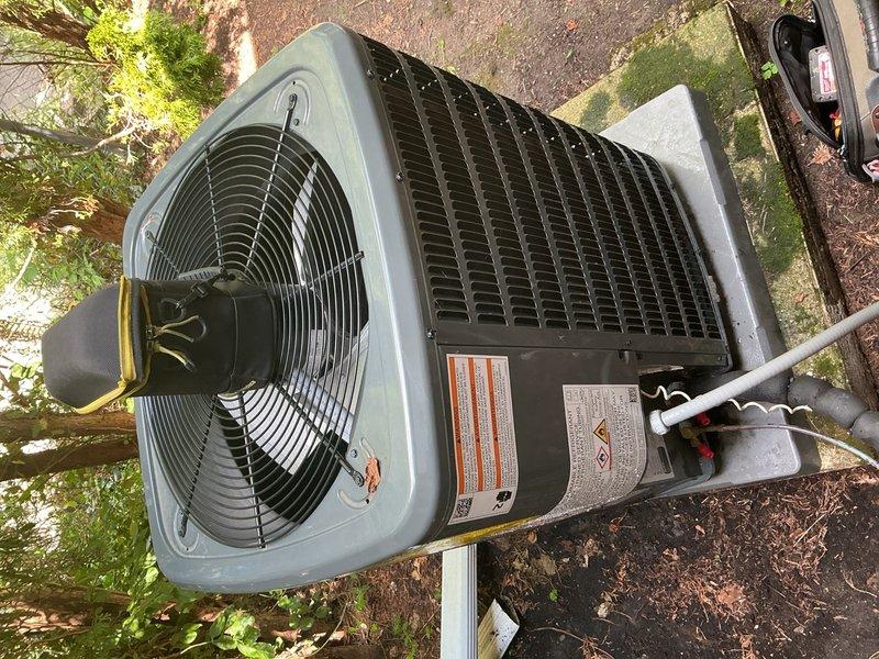 Performed comprehensive air conditioning tune-up and inspection for customer enrolling in maintenance plan. Inspected basement-mounted air handler unit, verifying electrical connections, internal components, and condensate drain lines for proper operation. Evaluated outdoor condensing unit, checking fan motor operation, refrigerant levels, and overall system performance to ensure optimal cooling efficiency for the upcoming season.