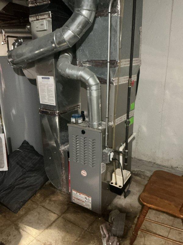 Responded to no cooling call where system had complete loss of function. Upon arrival, confirmed thermostat had fresh batteries and air filter had been recently replaced by homeowner. Performed comprehensive system diagnostics on furnace and air handler unit. Inspected electrical connections, verified proper voltage at disconnect, and tested control board functionality. Checked refrigerant lines, condensate drain, and all safety switches. System restored to full operational status with heating and cooling capabilities confirmed at thermostat.