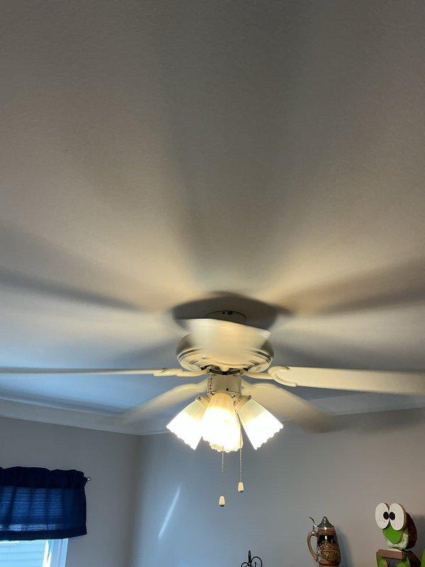 Responded to service call for non-operational ceiling fan in bedroom. Upon inspection, diagnosed and resolved electrical issue with fan motor circuit. Restored full functionality to ceiling fan unit with integrated light kit, verified proper operation of all fan speeds and lighting controls, and confirmed pull chain mechanisms operating correctly.