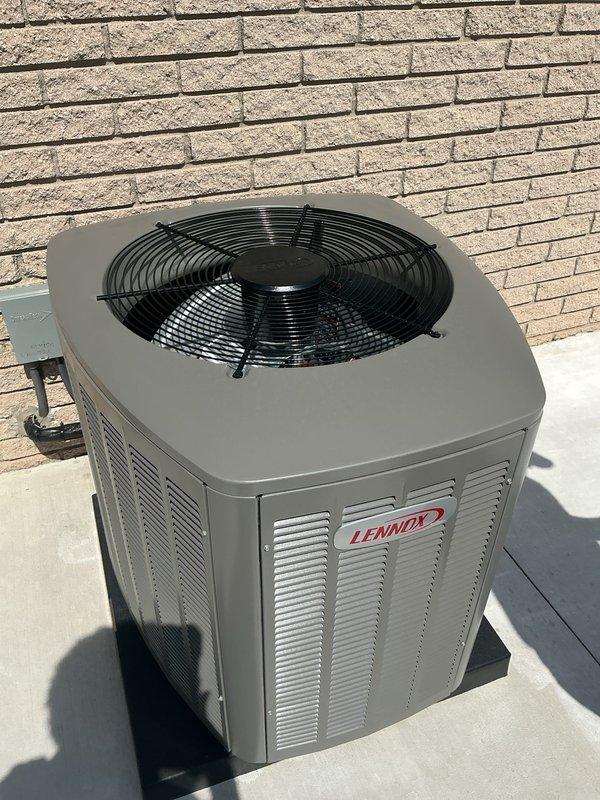 Completed comprehensive Gold Plan AC tune-up on 1-year-old Lennox air conditioning system and furnace, both installed in April. Performed full system inspection including verification of proper burner operation with blue flame combustion, checked gas connections and valves, inspected outdoor condensing unit with fan operation, and confirmed all components functioning within manufacturer specifications. No deficiencies identified; both heating and cooling systems operating efficiently with all safety controls verified operational.