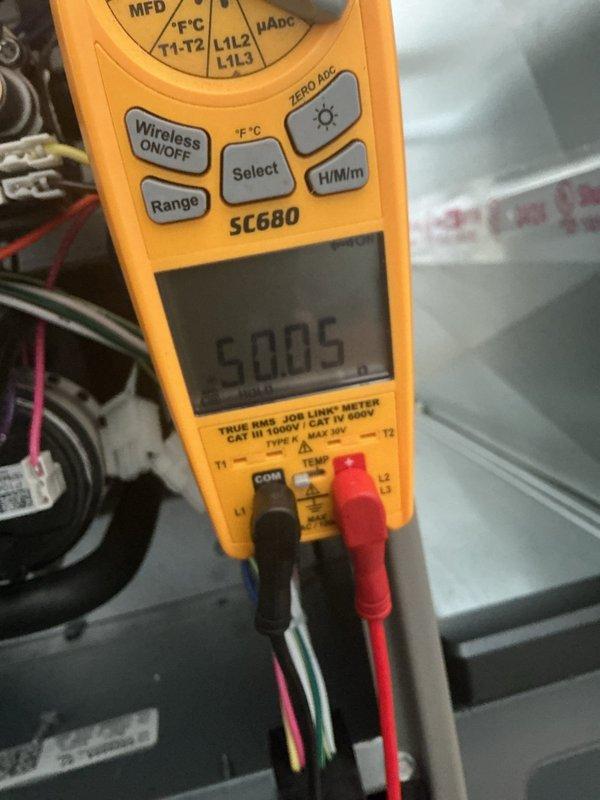 Completed comprehensive Gold Furnace Inspection on 2025 model forced air unit located in basement. Performed electrical diagnostics using digital multimeter, recording capacitance reading of 50.05 MFD on system components. Installed 24V power connection to humidifier control board, integrating wiring into existing ECM drive circuit for proper operation. Verified all electrical connections, tested system functionality, and confirmed equipment operating within manufacturer specifications.