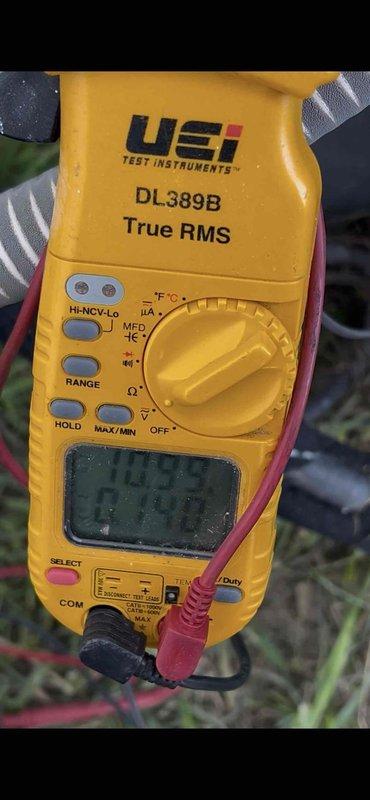 Responded to service call for 10+ year old air conditioning unit located in basement not blowing cold air. Performed diagnostic testing using digital multimeter to measure electrical values and system performance. Tested voltage, amperage, and continuity at key components to identify cause of cooling failure and determine necessary repairs.