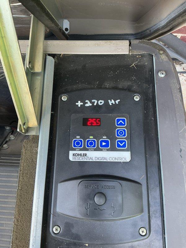 Responded to service call for Kohler residential generator experiencing automatic transfer switch failure. Unit would not engage automatically during power outage and required manual activation. Performed diagnostic evaluation of Kohler Residential Digital Control panel and automatic transfer system. Inspected control interface, verified display functionality showing operational codes, and tested manual override capabilities. Examined wiring connections, transfer switch components, and control board circuitry. Identified fault in automatic start sequence preventing generator from detecting utility power loss and initiating startup protocol. Adjusted control settings, verified proper voltage sensing parameters, and tested automatic transfer operation. Cycled unit through multiple start sequences to confirm restoration of automatic functionality. Generator now properly detects power interruption and engages automatically as designed.