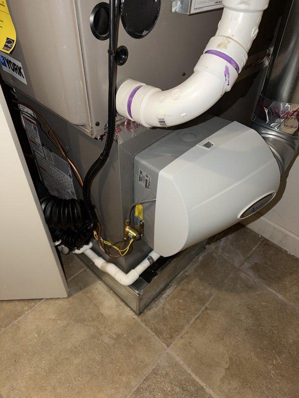 Completed full installation of 2.5-ton counterflow air conditioning system with matching evaporator coil at rear location. Installed new Ecobee 3 Lite thermostat and condensate pump, performed all electrical and mechanical connections per code requirements. System charged with R454B refrigerant, verified proper pressures and temperatures using manifold gauges, and confirmed all components operational within manufacturer specifications.