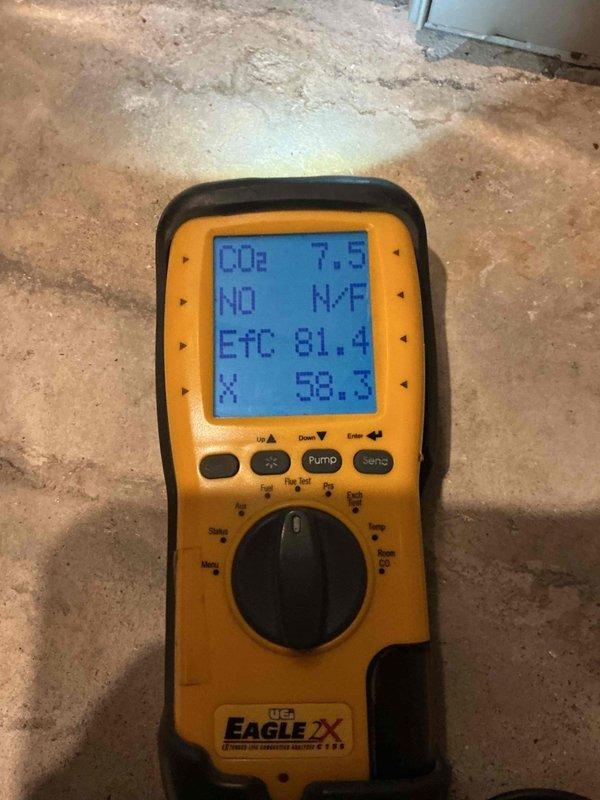 Completed Gold level furnace inspection on 12-year-old unit located in basement. Performed comprehensive system diagnostics including combustion analysis, measuring CO2 levels at 7.5% and oxygen levels at 20.9% with zero carbon monoxide detected, confirming proper combustion efficiency. All safety controls, heat exchanger, blower assembly, and ventilation components inspected and verified to be operating within manufacturer specifications.