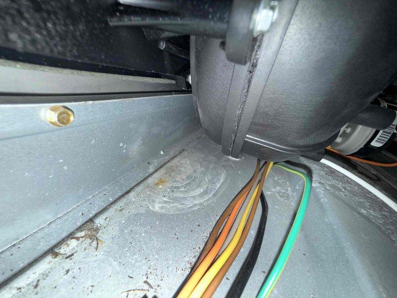 Completed comprehensive Gold-level furnace inspection on 10+ year old forced air system located in basement. Performed thorough examination of all major components including heat exchanger, blower assembly, control board (model HK42FZ040), electrical connections, and condensate drainage system. Replaced 20x25x4 air filter as requested. Inspected control board wiring and connections, verified proper operation of all colored wire terminations and electronic components. Examined condensate pan and drain assembly, noting normal dust accumulation consistent with unit age. Verified all safety controls, limit switches, and electrical connections are functioning properly. System is operating within normal parameters with no immediate safety concerns identified.
