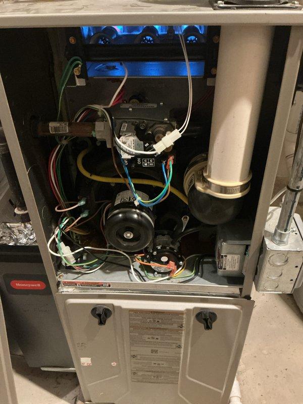Completed comprehensive Gold-level preventive maintenance inspection on 7-year-old furnace located in basement. Performed full system diagnostic including combustion analysis using Testo 310 analyzer, verified proper burner ignition and flame characteristics across all burner ports, inspected gas valve assembly and electrical connections for integrity, and confirmed proper operation of draft inducer motor. All safety controls tested and operational, venting system examined and secure, no issues identified during inspection. Unit operating within manufacturer specifications with no reported customer concerns.
