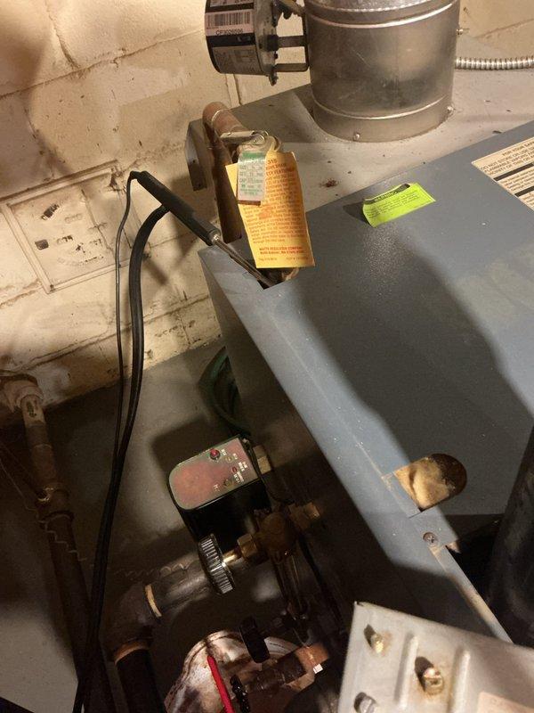 Performed scheduled maintenance on residential boiler system located in basement. Conducted comprehensive inspection of boiler unit over 10 years old, including visual examination of heat exchanger, burner assembly, and all mechanical components. Tested system operation using diagnostic equipment to verify temperature differentials and combustion efficiency. Inspected and evaluated circulator pump, zone valves, and associated brass fittings for proper operation and potential leaks. Verified electrical connections, control wiring, and safety devices functioning correctly. Examined ductwork connections and confirmed secure mounting of all components. System operating within normal parameters upon completion of maintenance inspection.