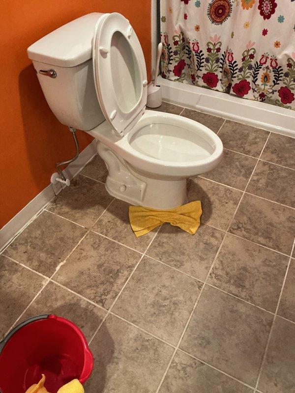 Responded to service call for basement plumbing issues involving rusty water from washtub pipes and toilet requiring resealing. Upon inspection, removed and replaced toilet wax ring seal at floor flange to eliminate leak and ensure proper seal between fixture and drain line. Cleaned flange area and surrounding tile, removing debris and preparing surface for reinstallation. Successfully reset toilet to flange with new wax ring, securing unit with bolts and testing for proper seal and function.