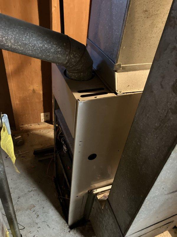Provided estimate for replacement of non-operational natural gas furnace located in basement. Current unit is over 20 years old and requires full replacement. Assessment included evaluation of existing ductwork configuration and basement installation requirements for new furnace system.
