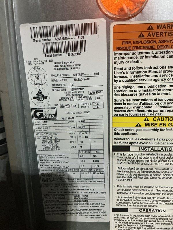 Completed Gold level preventive maintenance inspection on multi-unit system consisting of two furnaces and one boiler at residential property. Performed comprehensive inspection of Carrier 88STA series furnace (manufactured April 2008, model 180BA32402) including visual examination of all electrical components, wiring harnesses, control board connections, and safety labels. Verified proper operation of all equipment, confirmed LED diagnostic indicators showing normal status codes, and documented system specifications including BTU ratings and electrical parameters. All units found to be in satisfactory working condition with no immediate service requirements identified.