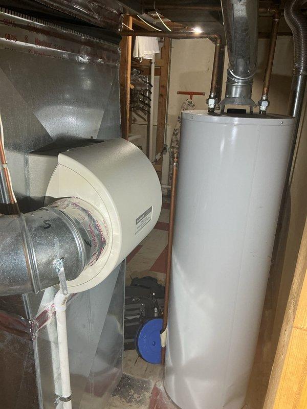 Completed comprehensive Gold Furnace Inspection on 10-year-old forced air heating system located in basement. Performed full system evaluation including visual inspection of furnace cabinet, ductwork, humidifier assembly, and associated mechanical components. Customer requested replacement furnace filters, which were noted for follow-up service.