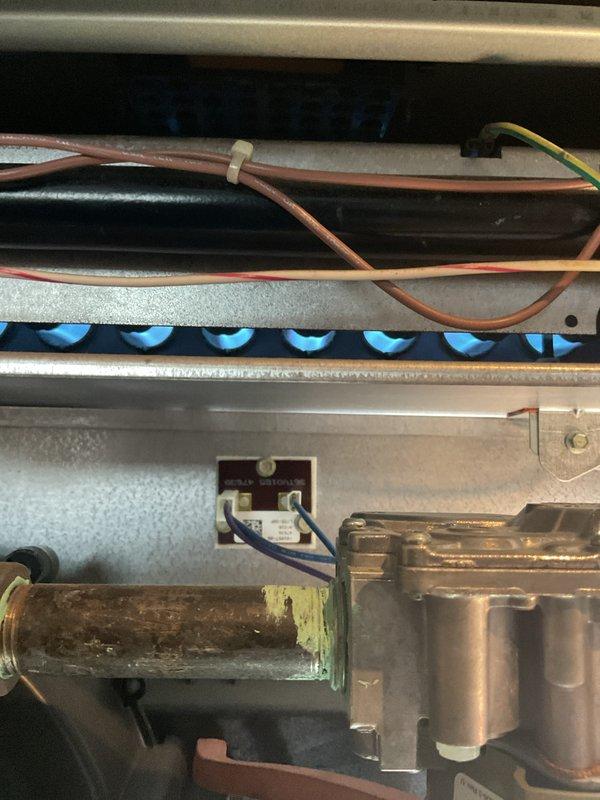 Completed Gold Furnace Inspection on a 2012 unit located in the basement. Upon inspection, discovered significant corrosion on the burner assembly and ignition components, with visible rust and oxidation present on the burner tube. Verified unit is currently operational with proper flame presentation showing blue burner flames across all ports. Documented condition with photographs showing corroded components and active burner operation for maintenance records and future reference.