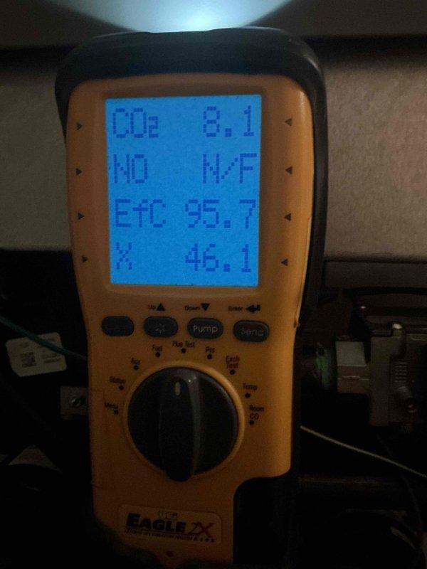Completed comprehensive Gold Furnace Inspection and tune-up on 1-year-old Lennox EL297UH090XV48C-02 unit located in basement. Performed full combustion analysis using digital analyzer, recording CO2 levels at 8.1%, efficiency at 95.7%, and stack temperature at 46.1°F. Verified proper gas pressure at 0.04" and flame sensor reading at 6.8 microamps with temperature at 37.8°F. Conducted standard maintenance procedures including filter inspection, blower assembly cleaning, burner examination, heat exchanger inspection, and safety control verification. All components operating within manufacturer specifications with no deficiencies noted. Unit is in excellent condition and ready for heating season.