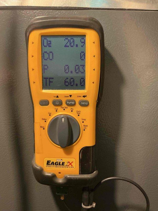 Completed comprehensive Gold Furnace Inspection on a 4-year-old forced air heating system located in basement. Performed full system diagnostics including combustion analysis with digital analyzer, recording supply air temperature of 201°F and verifying proper operational parameters. Conducted visual inspection of all accessible furnace components, documented system condition with photographic records, and confirmed unit is operating within manufacturer specifications with no immediate service needs identified.