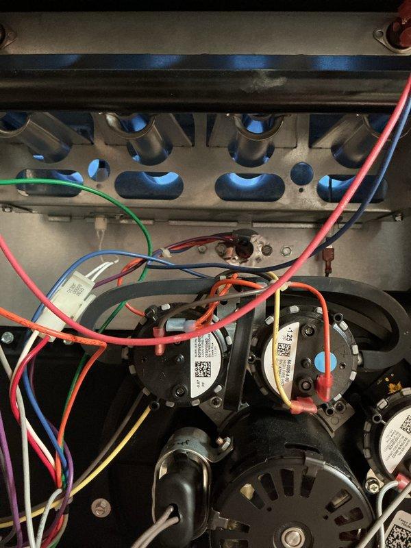 Completed comprehensive annual tune-up and inspection on 7-year-old Daikin DM96VE0804CNAC variable-speed gas furnace as part of Gold Plan preventive maintenance program. Performed multi-point inspection of all critical components including heat exchanger, pressure switches, burner assembly, ignition system, blower motor, and electrical connections. All systems tested and verified to be operating within manufacturer specifications with unit maintaining proper functionality and safety parameters.