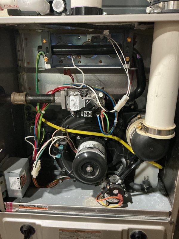 Completed comprehensive tune-up maintenance on two 8-year-old furnaces located in basement. Performed full system inspection including burner assembly, ignition components, gas valve operation, blower motor function, and electrical connections. Verified proper operation of flame sensors, pressure switches, and all safety controls. Inspected condensate drainage system and PVC venting for proper configuration. All components found to be in good working condition with no signs of corrosion or deterioration. Both units operating within manufacturer specifications and ready for heating season.
