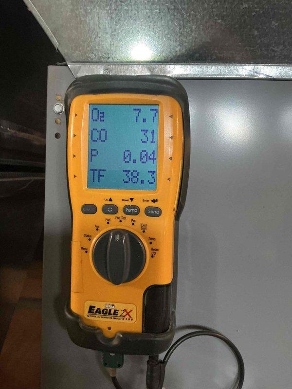 Completed comprehensive furnace tune-up and inspection on a 5-year-old Bryant 95% efficient furnace, model 915SB42060E17A-A, located in basement. Performed combustion analysis using Eagle X diagnostic tool, recording CO levels at 3.1 ppm and CO2 at 7.5%, confirming optimal combustion efficiency at 95.5%. All system parameters tested within manufacturer specifications, unit operating safely and efficiently.