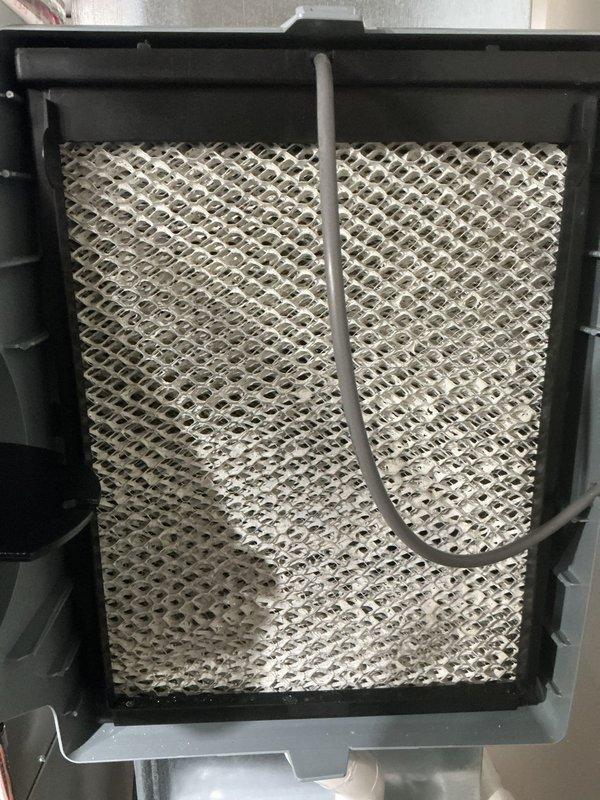 Completed fall furnace tune-up and inspection on 1-year-old unit located in basement. Performed comprehensive system evaluation including blower motor operation, electrical connections, wiring harness integrity, and internal component functionality. Inspected humidifier pad assembly showing normal operational wear with mineral deposit accumulation consistent with use; honeycomb mesh filter media remains serviceable. Verified all electrical connections secure, examined condensate management system, and confirmed proper venting. Unit operating within manufacturer specifications with no issues identified.
