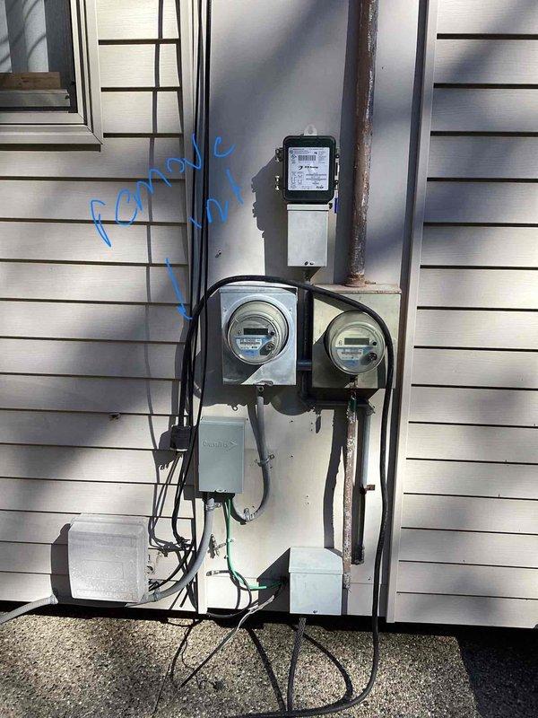 Completed electrical estimate for new whole home generator installation at manufactured home. Assessed existing electrical infrastructure including General Electric main panel with available space for generator interlock or transfer switch, dual smart meter configuration, and exterior service entrance. Documented current electrical service capacity and panel layout to determine proper sizing and integration requirements for generator system installation.