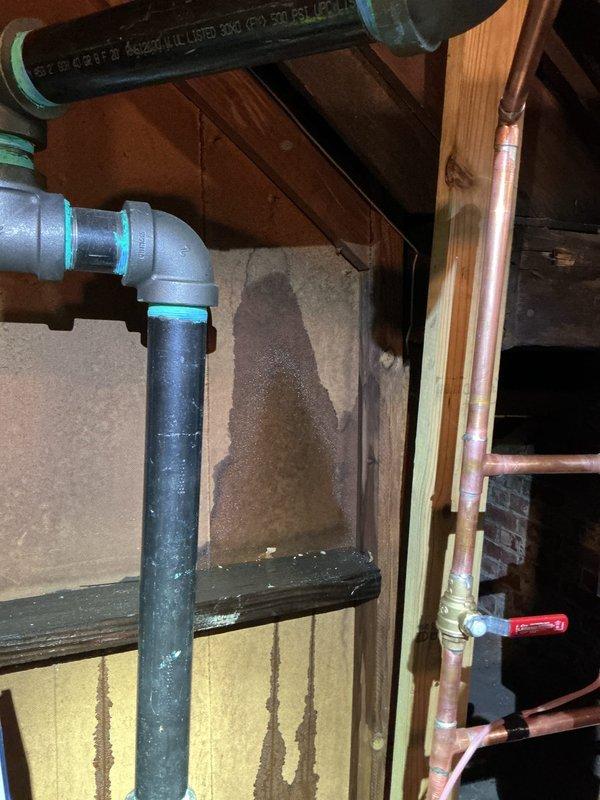 Returned to address pin hole leak on recently installed boiler system that was causing water to run down the wall and pool on the floor. Inspected copper piping connections and identified leak source in the heating system piping. Repaired the compromised joint, tested system for proper operation and verified no additional leaks were present. Confirmed all connections were secure and system was functioning correctly before departure.