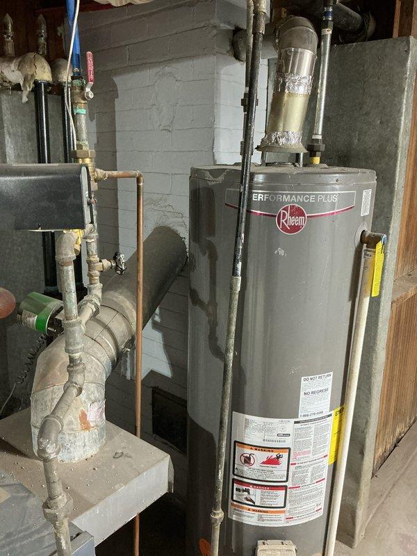 Responded to emergency shutdown of 34-year-old boiler in basement due to high carbon monoxide levels. Performed safety inspection and combustion analysis on boiler serving upper flat unit. Equipment was shut down per safety protocols due to dangerous CO readings. Provided estimate for boiler replacement given age of equipment and unsafe operating conditions.