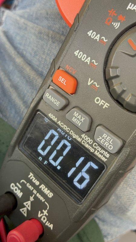 # SASC NO AC Service Call

Responded to service call for no air conditioning. Upon arrival, performed electrical diagnostics using digital clamp meter to measure current draw and verify proper electrical operation of HVAC system components. Tested amperage readings at multiple points, recording measurements of 0.16A and 0.04A to assess system performance and identify potential electrical issues affecting cooling operation.

Conducted systematic troubleshooting to determine root cause of AC failure. Used TRMS clamp meter to verify voltage, current, and continuity throughout electrical circuit. Documented findings with photographic evidence of diagnostic readings for service records.

System evaluated and measurements recorded for further analysis of no cooling condition.