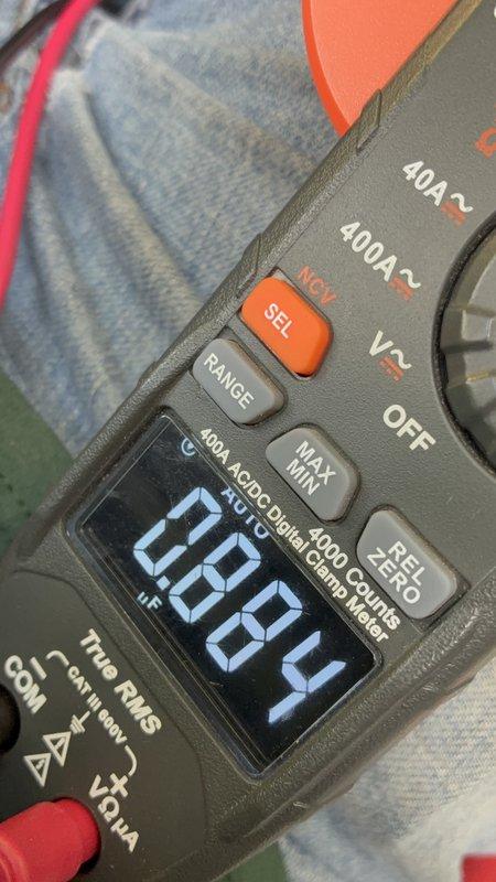 # SASC NO AC Service Call

Responded to service call for no air conditioning. Upon arrival, performed electrical diagnostics using digital clamp meter to measure current draw and verify proper electrical operation of HVAC system components. Tested amperage readings at multiple points, recording measurements of 0.16A and 0.04A to assess system performance and identify potential electrical issues affecting cooling operation.

Conducted systematic troubleshooting to determine root cause of AC failure. Used TRMS clamp meter to verify voltage, current, and continuity throughout electrical circuit. Documented findings with photographic evidence of diagnostic readings for service records.

System evaluated and measurements recorded for further analysis of no cooling condition.