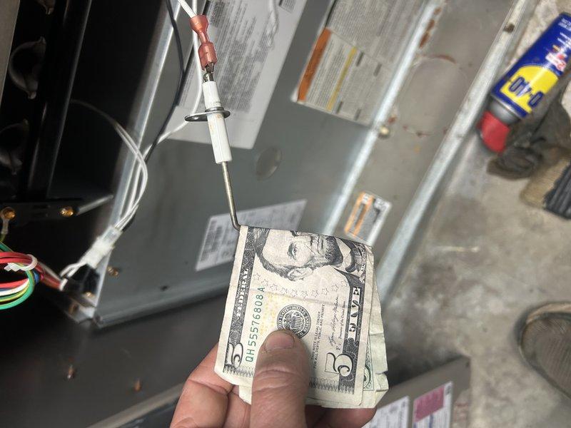 Performed a scheduled maintenance inspection on the gas furnace, including verification of the flame sensor/igniter gap and positioning, and inspection of the inducer assembly, gas valve, pressure switch tubing, and wiring connections. Lubricated applicable components and noted light surface corrosion and debris within the cabinet, which should be monitored at future visits.