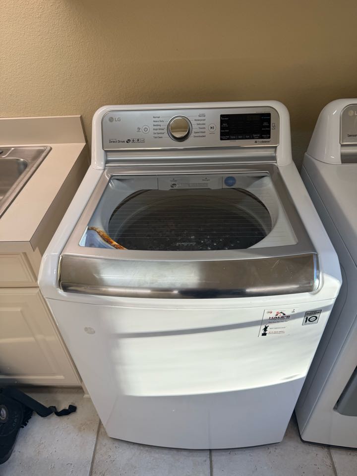 McKinney, TX - LG Top Load Washer will not start a cycle and displays a DL error message.
DL means the lid was not able to lock to start a cycle. I opened up the console and so I could take an ohms reading on the lid lock motor. The reading we’re out of range so that means the lid lock has gone bad. There is a chance to main control board could be damaged as well. The lid lock is available, but the main control board is not available anymore. McKinney, TX - LG Top Load Washer will not start a cycle and displays a DL error message.
DL means the lid was not able to lock to start a cycle. I opened up the console and so I could take an ohms reading on the lid lock motor. The reading we’re out of range so that means the lid lock has gone bad. There is a chance to main control board could be damaged as well. The lid lock is available, but the main control board is not available anymore.