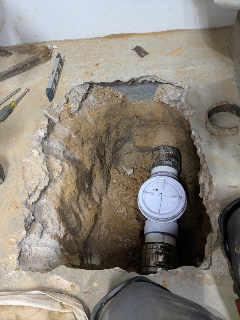 Abingdon, MD - Broke up floor and installed back watervalve on main sewer line. Abingdon, MD - Broke up floor and installed back watervalve on main sewer line.
