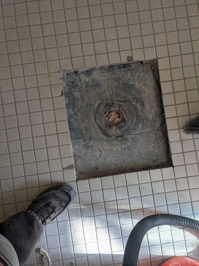 Abingdon, MD - removed whirlpool tub and cut out tile floor to replace shower drain and liner. Abingdon, MD - removed whirlpool tub and cut out tile floor to replace shower drain and liner.