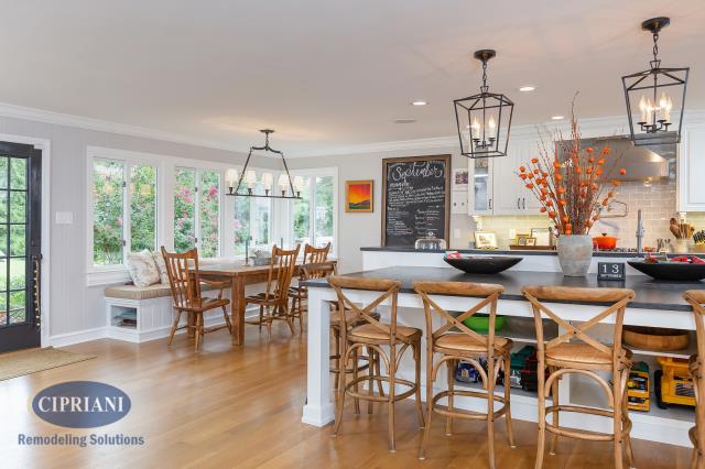 Haddonfield, NJ - We took our clients small galley kitchen in Haddonfield, removed a structural wall, and added a supporting beam to totally open up her kitchen to the dining room and living room. It's now a beautiful open-concept kitchen that they love - "This company provides excellent quality craftsmanship and sticks to the agreed upon time table. Highly recommend." Haddonfield, NJ - We took our clients small galley kitchen in Haddonfield, removed a structural wall, and added a supporting beam to totally open up her kitchen to the dining room and living room. It's now a beautiful open-concept kitchen that they love - "This company provides excellent quality craftsmanship and sticks to the agreed upon time table. Highly recommend."