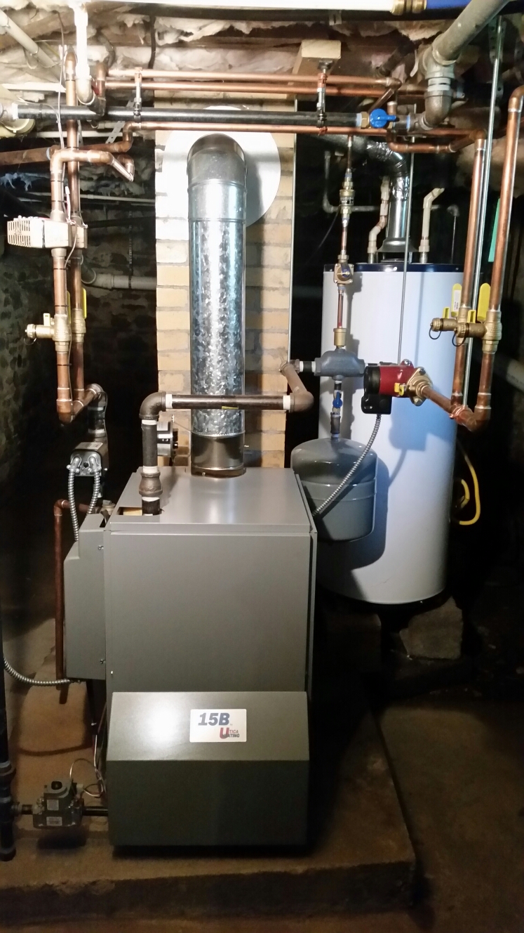 1st service on Comfort Technology installed gas fired Utica boiler. Test safeties and combustion. 