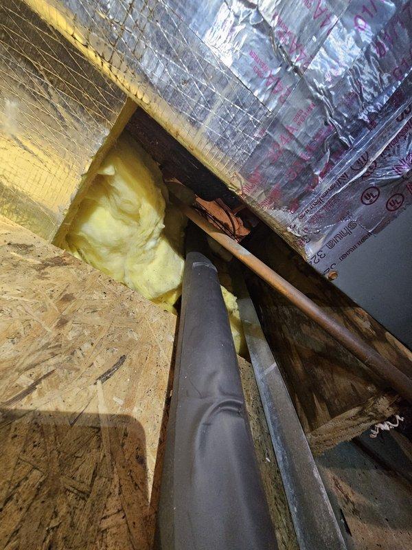 Installed new heat tape to resolve frozen condensate line issue affecting furnace operation. Replaced approximately 15 feet of heat tape with plug and three 1 1/8" aramflex insulation pieces, restoring proper condensate drainage and system functionality.