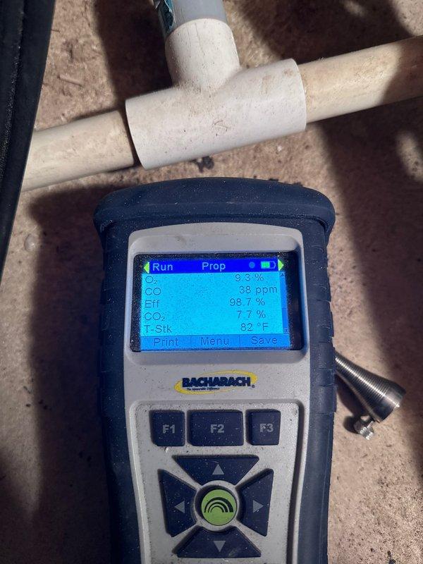 Responded to service call for zone system temperature regulation issues. Performed combustion analysis with Bacharach analyzer confirming proper operation with 98.7% efficiency at 7.7% CO2. Conducted draft pressure testing with Fieldpiece gauge measuring 11.81 inwc, verifying adequate venting. System is now maintaining proper zone temperatures.