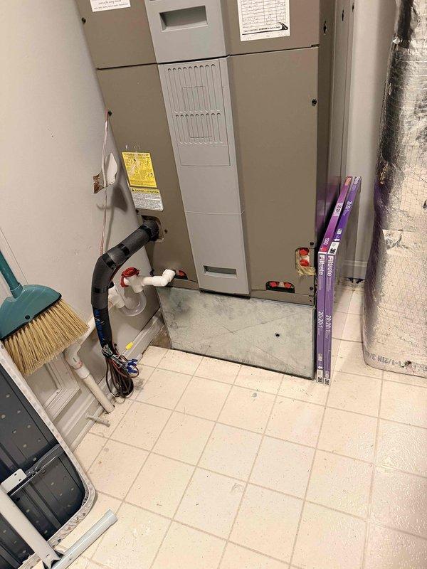 Conducted assessment of 16-year-old HVAC system for potential replacement due to efficiency concerns. Unit inspection revealed an aging Custom brand furnace with associated ductwork and connections in the utility room. Recommended replacement options suitable for the customer's efficiency requirements and usage patterns, noting current system's contribution to excessive energy consumption.