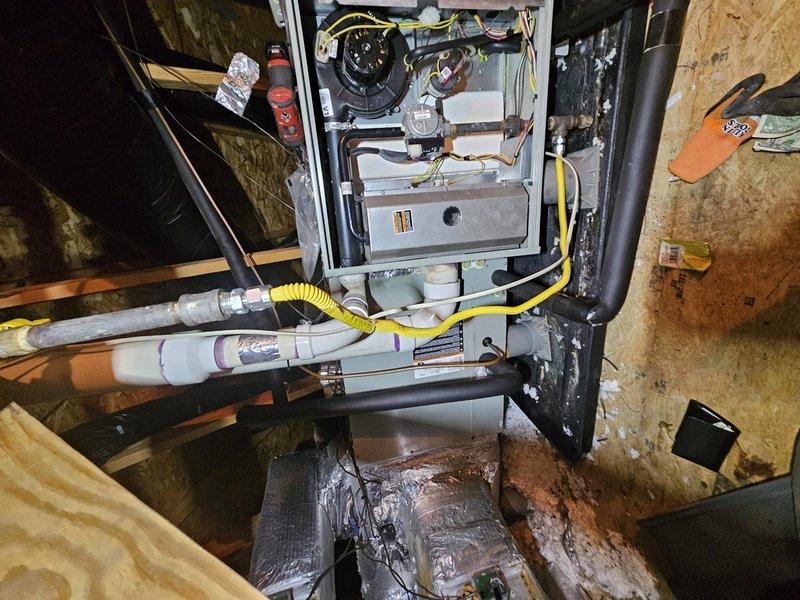 Responded to a no heat call for a system under 10 years old. Upon inspection, found the furnace had a faulty igniter preventing proper heating cycle. Replaced igniter, cleaned flame sensor, and verified proper operation through multiple test cycles. System now functioning normally with appropriate temperature rise.