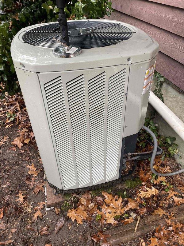 Responded to no-heat service call for aging Trane system. Diagnosed startup noise and cold air issues with the heat pump unit. Replaced worn compressor contactor and performed system test to verify proper heat operation.