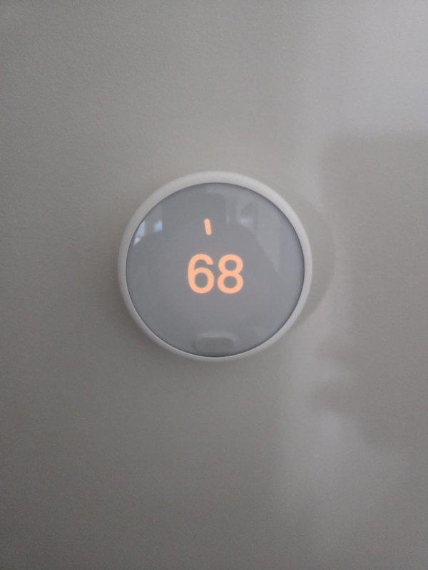 Performed scheduled maintenance on cooling system as first call of the day. Inspected digital thermostat displaying 68° with set point of 69°. System functioning as designed with no issues identified.