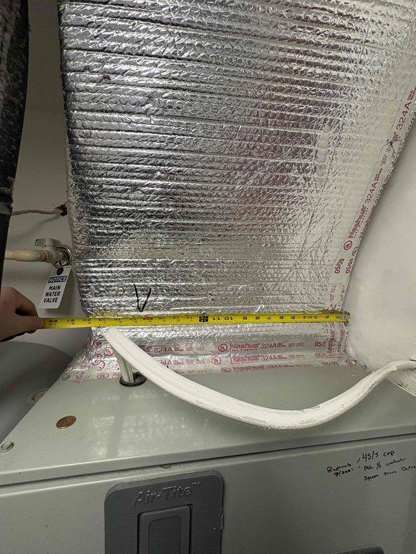 Completed scheduled cooling maintenance on residential HVAC system. Inspected rooftop condensers and verified proper insulation on ductwork, measuring approximately 12-13 inches. All components are functioning within normal parameters.