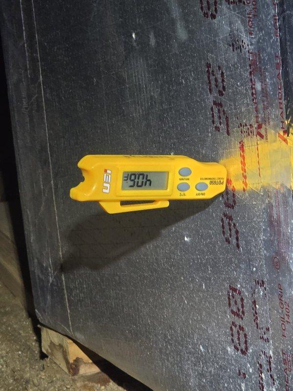 Performed scheduled cooling system maintenance visit, accessing property with provided key and following entry protocols. Conducted system diagnostics with UEi testing instrument, measuring operational parameters including run hours (390h). Inspected flexible ductwork insulation which showed signs of wear and verified condensate drain trap condition per customer requirements.